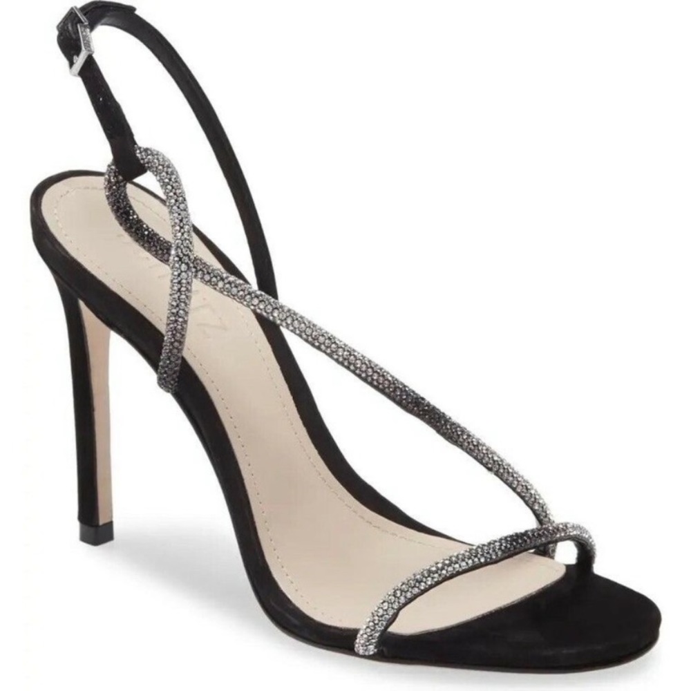 SCHUTZ Gaela Heel in Black Ombré Crystal Rhinestone Heels 7.5